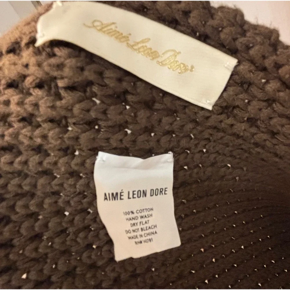 Aime Leon Dore Brown Chunky Rib Knit Scarf 100% Cotton Heavyweight